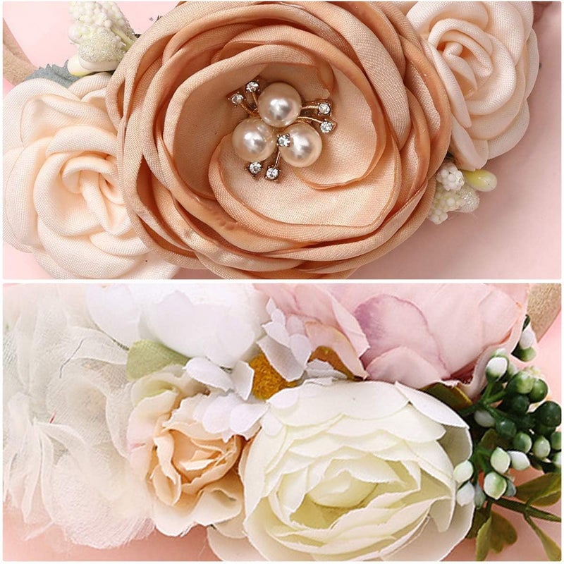 SPOKKI Newborn Baby Cute Lace Rompers Photography Props with Flower Headband Vest Floral Classic Outfits for Girl Princess Twins Birthday Party - Image 3